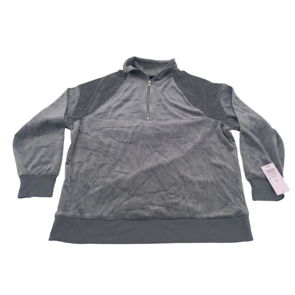 Wild Fable Women's M Quarter Zip Velour Tunic Dark Grey Sweatshirt